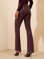 Friends Like These Burgundy Red  Faux Leather PU Straight Leg Trousers - Image 5 of 5
