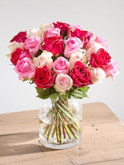 Arena Flowers 21 Mixed Pink Valentines Roses Fresh Flower Bouquet - Image 1 of 4