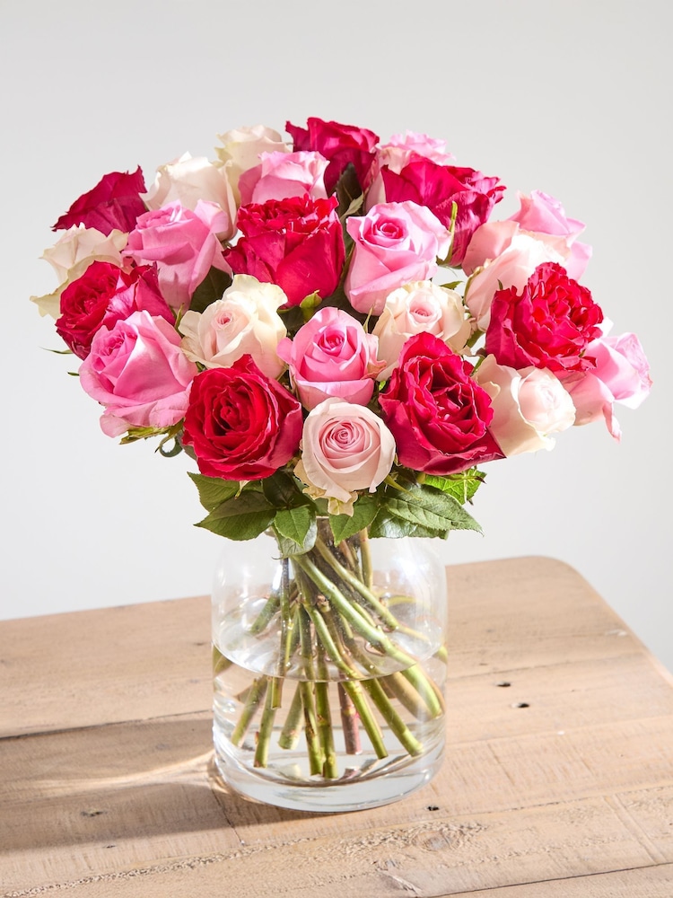 Arena Flowers 21 Mixed Pink Valentines Roses Fresh Flower Bouquet - Image 1 of 4