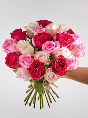 Arena Flowers 21 Mixed Pink Valentines Roses Fresh Flower Bouquet - Image 4 of 4