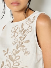 Apricot Natural Floral Embroidered Denim Top - Image 3 of 3