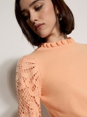 Apricot Orange Lace Mesh Jumper - Image 3 of 3
