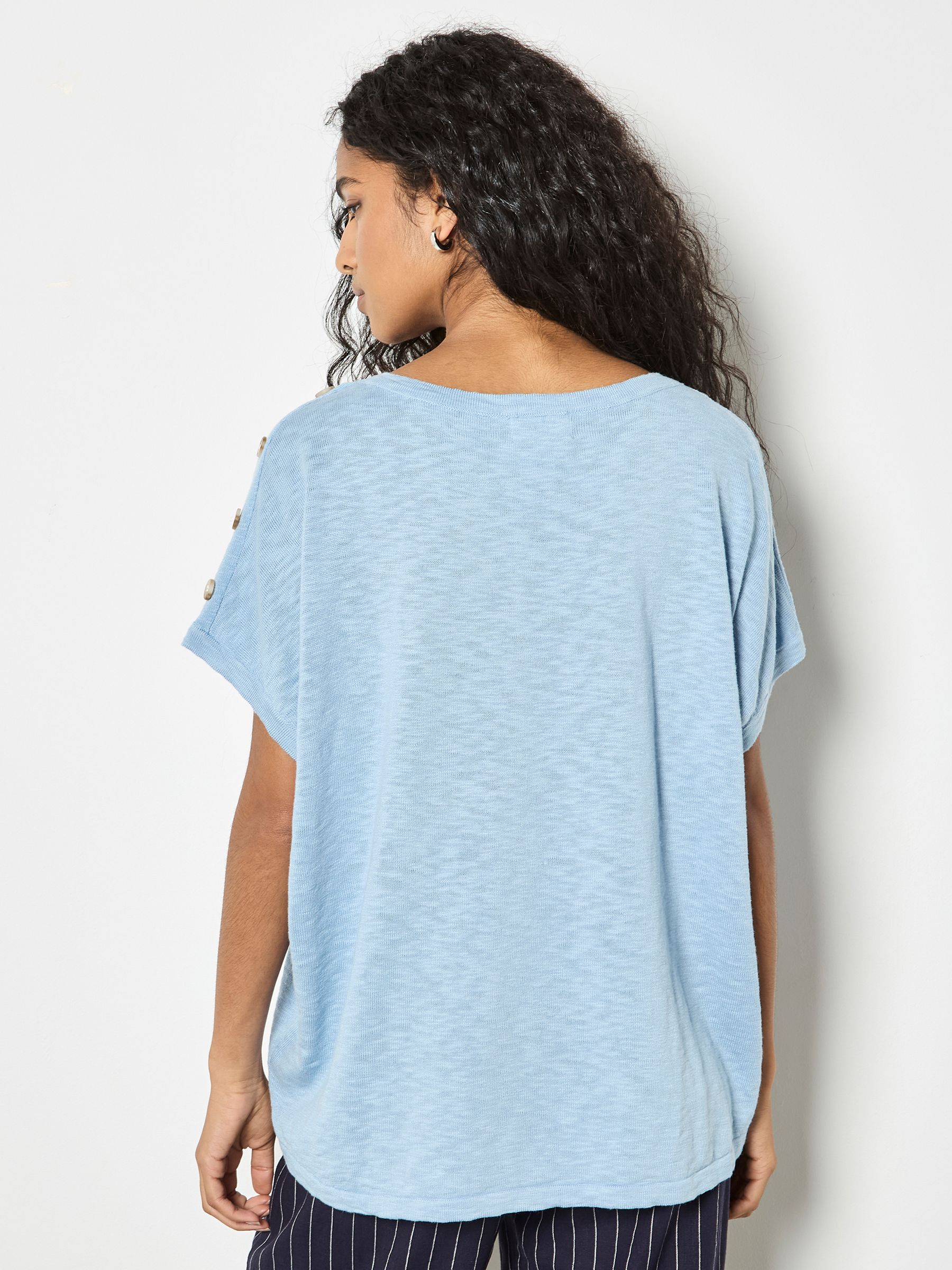Buy Apricot Blue Button Detail Knitted T-Shirt from the Next UK