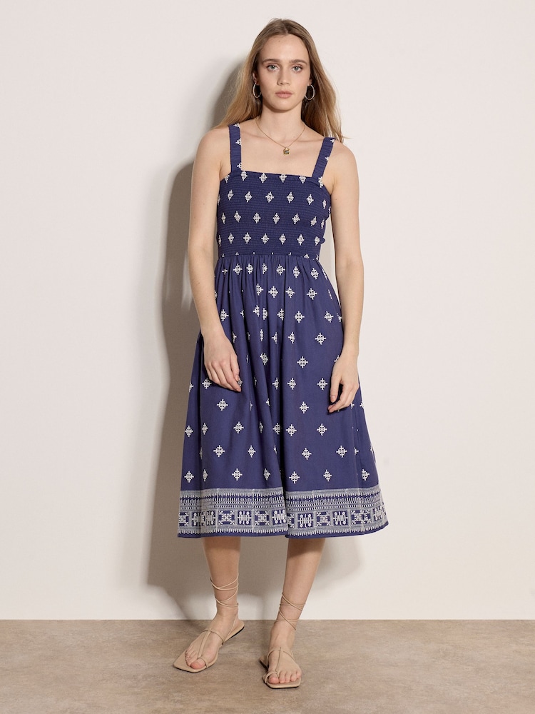 Apricot Purple Geometric Diamond Embroidered Midi Dress - Image 1 of 4 Apricot Purple Geometric Diamond Embroidered Midi Dress - Image 1 of 4