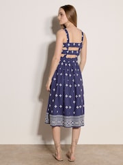 Apricot Purple Geometric Diamond Embroidered Midi Dress - Image 2 of 4