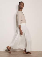 Apricot Cream Jersey Waistband Cotton Midaxi Skirt - Image 2 of 6