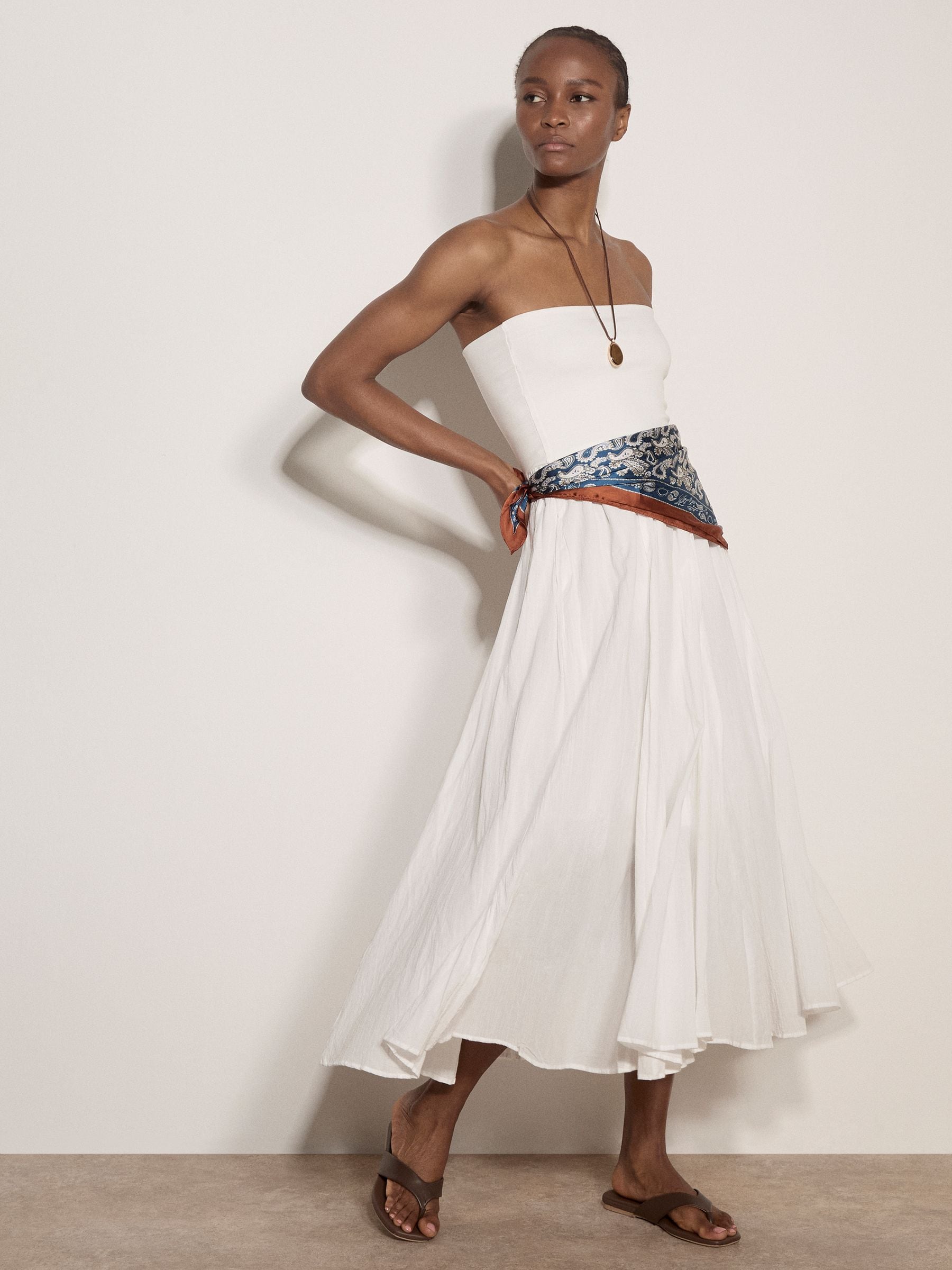 Buy Apricot Cream Jersey Waistband Cotton Midaxi Skirt from the