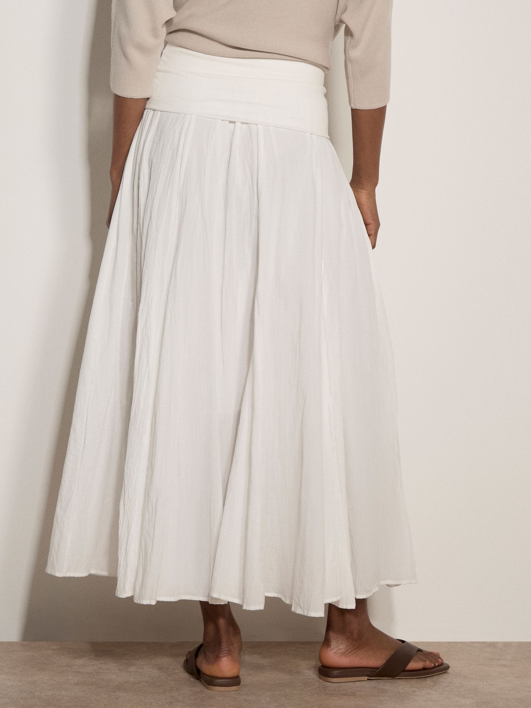 Buy Apricot Cream Jersey Waistband Cotton Midaxi Skirt from the