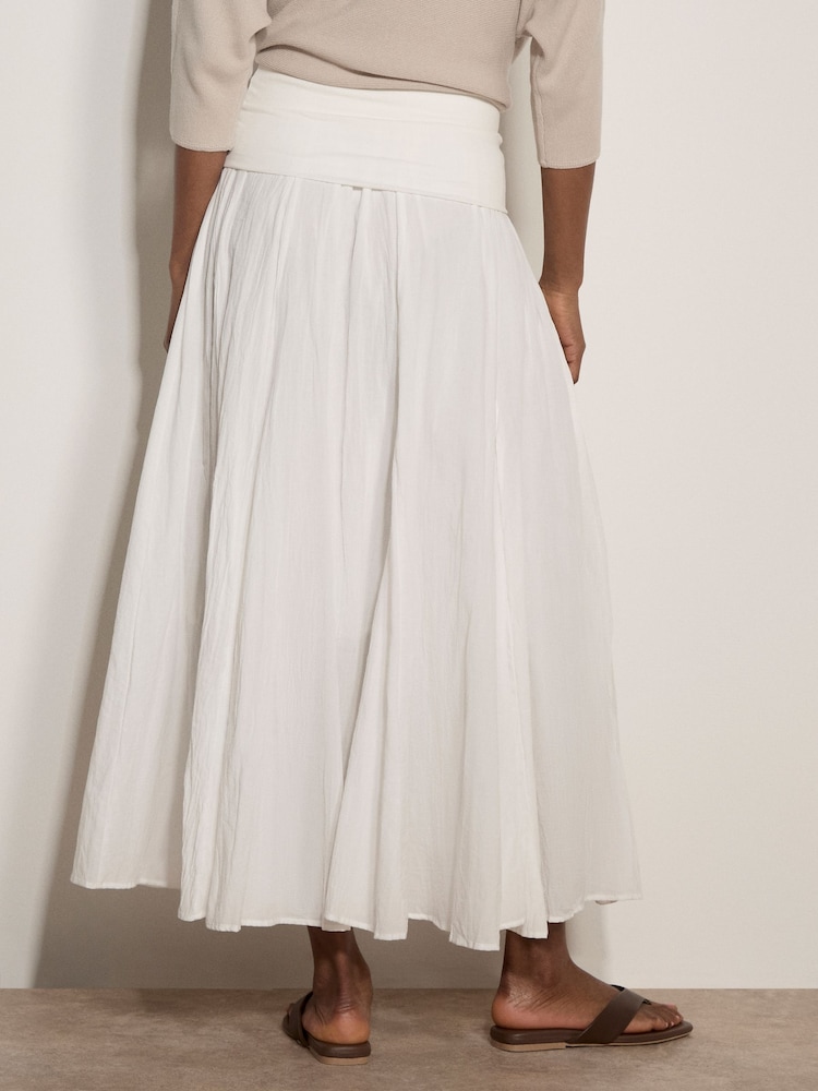 Apricot Cream Jersey Waistband Cotton Midaxi Skirt - Image 6 of 6