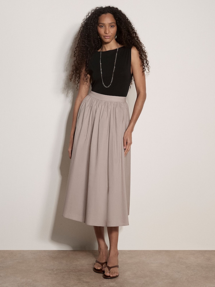 Apricot Cotton Midi Skirt - Image 1 of 4