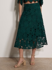 Apricot Guipure Lace Daisy Midi Skirt - Imaginea 1 din 3