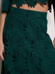 Apricot Guipure Lace Daisy Midi Skirt - Imaginea 3 din 3