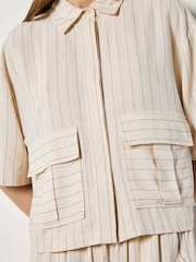 Apricot Natural Pinstripe Linen Blend Shirt - Image 3 of 3