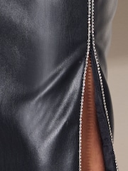 Friends Like These Black Faux Leather PU Embellished Midi Pencil Skirt - Image 5 of 5