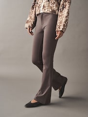Mocha Brown Flare Leg Denim Jersey Leggings - Image 4 of 8