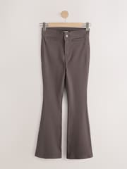 Mocha Brown Flare Leg Denim Jersey Leggings - Image 6 of 8