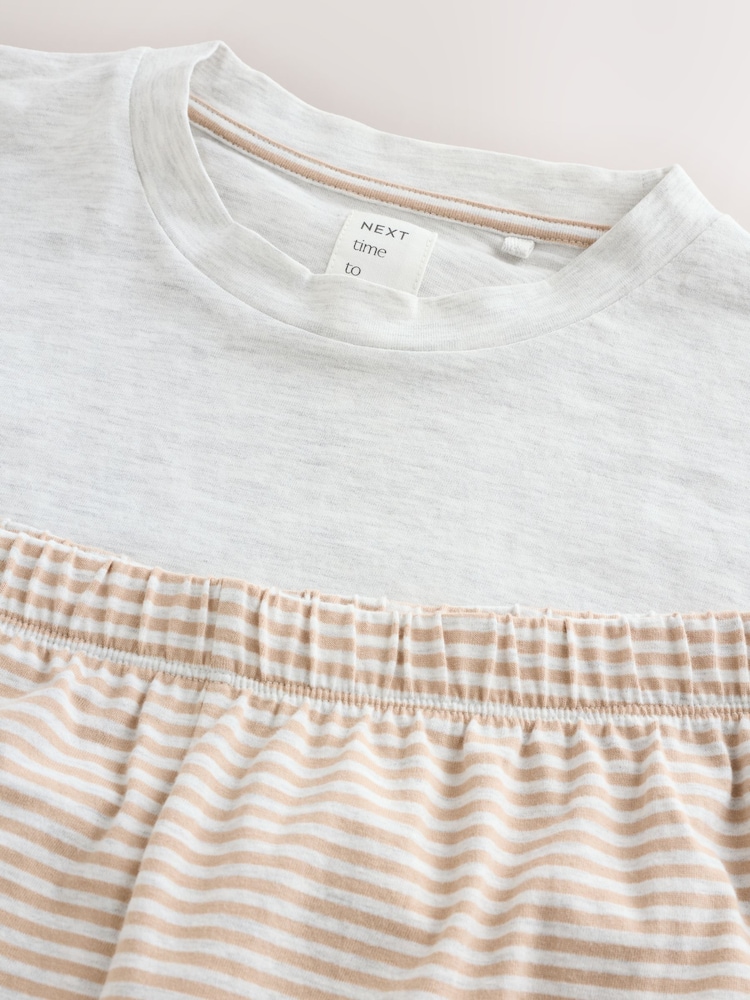 Grey Stripe Cotton Short Pyjamas Set - Image 3 of 3