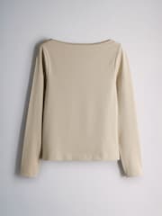 The Set 3 Pack Boat Neck Long Sleeve Tops Cream/Taupe/Pink - Image 2 of 6