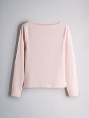 The Set 3 Pack Boat Neck Long Sleeve Tops Cream/Taupe/Pink - Image 3 of 6