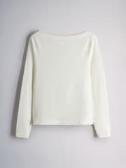 The Set 3 Pack Boat Neck Long Sleeve Tops Cream/Taupe/Pink - Image 4 of 6