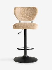 Rockett St George Leopard Luxe Cut Velvet Antique Sand Perfect Adjustable Height Bar Stool - Image 1 of 4