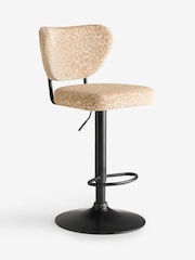 Rockett St George Leopard Luxe Cut Velvet Antique Sand Perfect Adjustable Height Bar Stool - Image 2 of 4