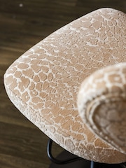 Rockett St George Leopard Luxe Cut Velvet Antique Sand Perfect Adjustable Height Bar Stool - Image 5 of 10