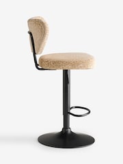 Rockett St George Leopard Luxe Cut Velvet Antique Sand Perfect Adjustable Height Bar Stool - Image 9 of 10