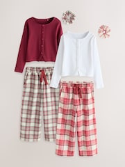 Red/Ecru Woven Wide Leg Pyjamas Set 2 Pack (3-16yrs) - Image 1 of 3