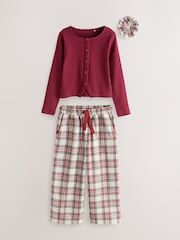 Red/Ecru Woven Wide Leg Pyjamas Set 2 Pack (3-16yrs) - Image 2 of 3