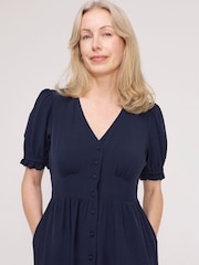 Finery Blue Samantha Button through Midi Dress - Image 2 of 4