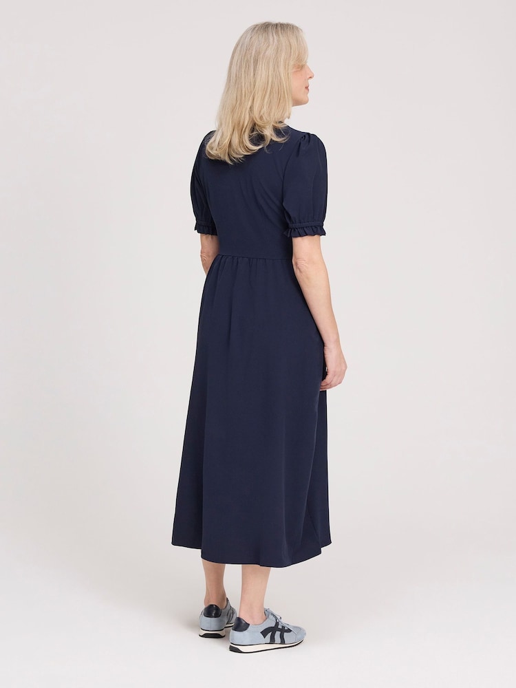 Finery Blue Samantha Button through Midi Dress - Image 4 of 4