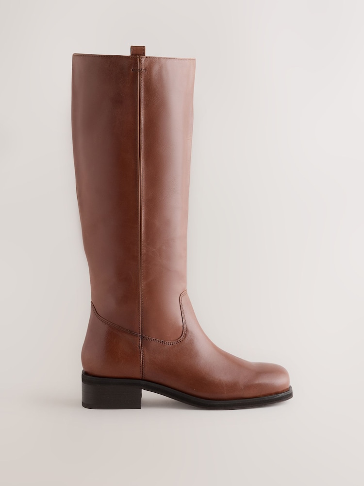 Tan Brown Standard/Wide Fit Forever Comfort® Leather Knee High Pull On Boots - Image 8 of 8 Tan Brown Standard/Wide Fit Forever Comfort® Leather Knee High Pull On Boots - Image 8 of 8