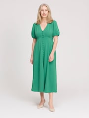 Finery Green Robyn Button Through Midi Dress - Image 2 of 4
