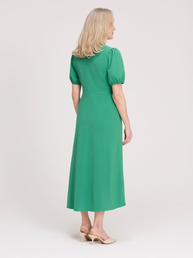 Finery Green Robyn Button Through Midi Dress - Image 4 of 4