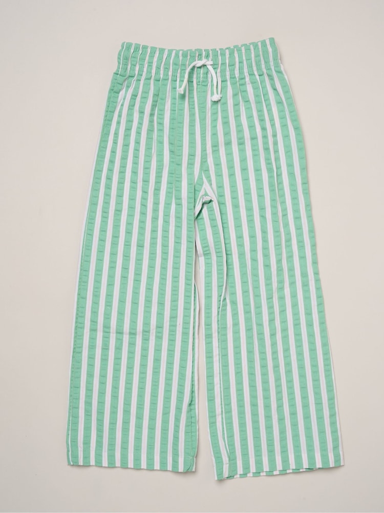 Miss Pink Flower Market Tie-Front Tee & Seersucker Stripe Trousers Set - Image 4 of 4 Miss Pink Flower Market Tie-Front Tee & Seersucker Stripe Trousers Set - Image 4 of 4