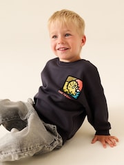 Dark Grey Dinosaur Back Printed Crew Neck Sweat Top (3mths-7yrs) - Image 3 of 4