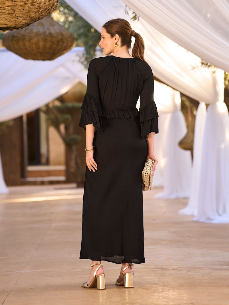 nursing evening dress Drop-Waist Maternity & Nursing Maxi Dress | Black - 1X