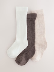 Neutral Knee High Baby Socks 3 Pack - Image 1 of 3