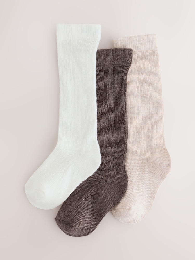 Neutral Knee High Baby Socks 3 Pack - Image 1 of 3 Neutral Knee High Baby Socks 3 Pack - Image 1 of 3