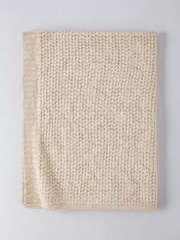 The Set 2 Pack Sage Green/Cream Ribbed Waffle Knitted Throws - Image 4 of 5
