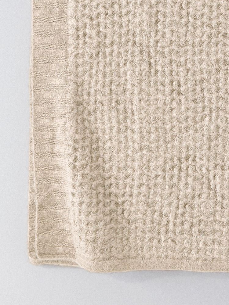 The Set 2 Pack Sage Green/Cream Ribbed Waffle Knitted Throws - Image 5 of 5 The Set 2 Pack Sage Green/Cream Ribbed Waffle Knitted Throws - Image 5 of 5