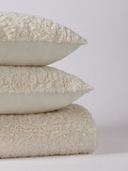 The Set 3 Piece Cream Textured Faux Fur Throw and Cushion Covers - Image 2 of 2