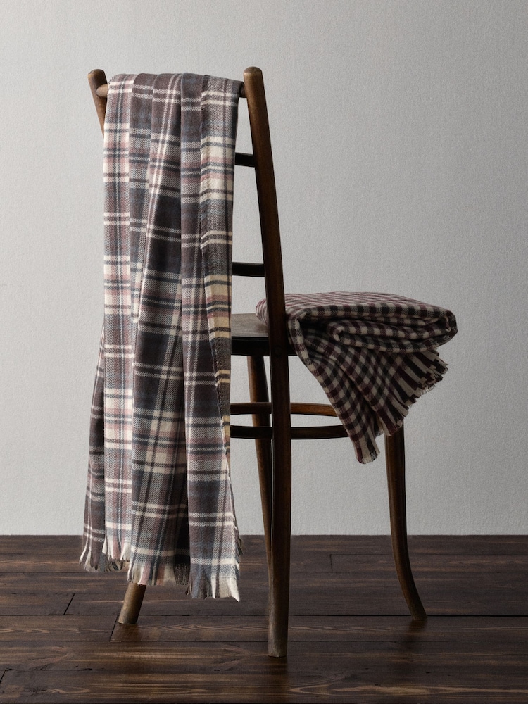 The Set 2 Pack Burgundy Gingham/Check Cosy Throws - Image 1 of 1 The Set 2 Pack Burgundy Gingham/Check Cosy Throws - Image 1 of 1