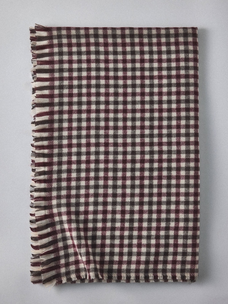 The Set 2 Pack Burgundy Gingham/Check Cosy Throws - Image 2 of 6 The Set 2 Pack Burgundy Gingham/Check Cosy Throws - Image 2 of 6