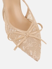 Simmi London Nude Saskia Bow Detail Slingback Court Shoes - Image 3 of 4
