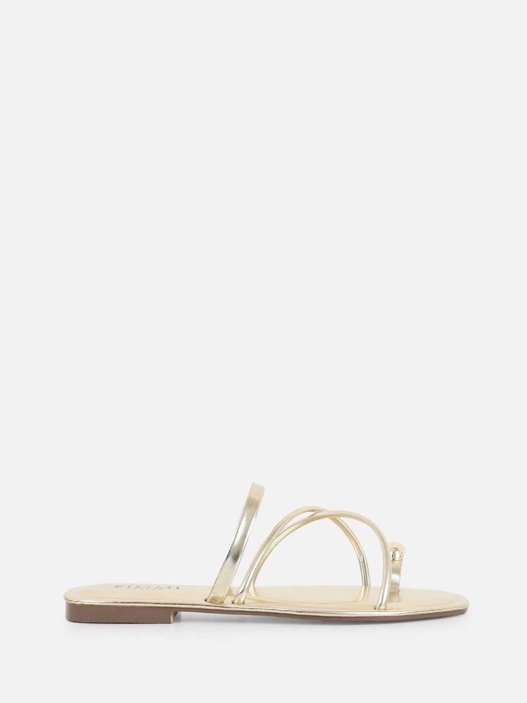 ذهبي - Simmi London Zina Detail Toe Thong Flat Sandals - Image 2 of 4