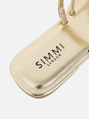 ذهبي - Simmi London Zina Detail Toe Thong Flat Sandals - Image 3 of 4