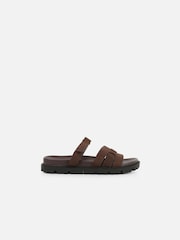 Simmi London Brown Adelle Chunky Strap Footbed Slides - Image 2 of 4
