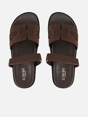 Simmi London Brown Adelle Chunky Strap Footbed Slides - Image 3 of 4